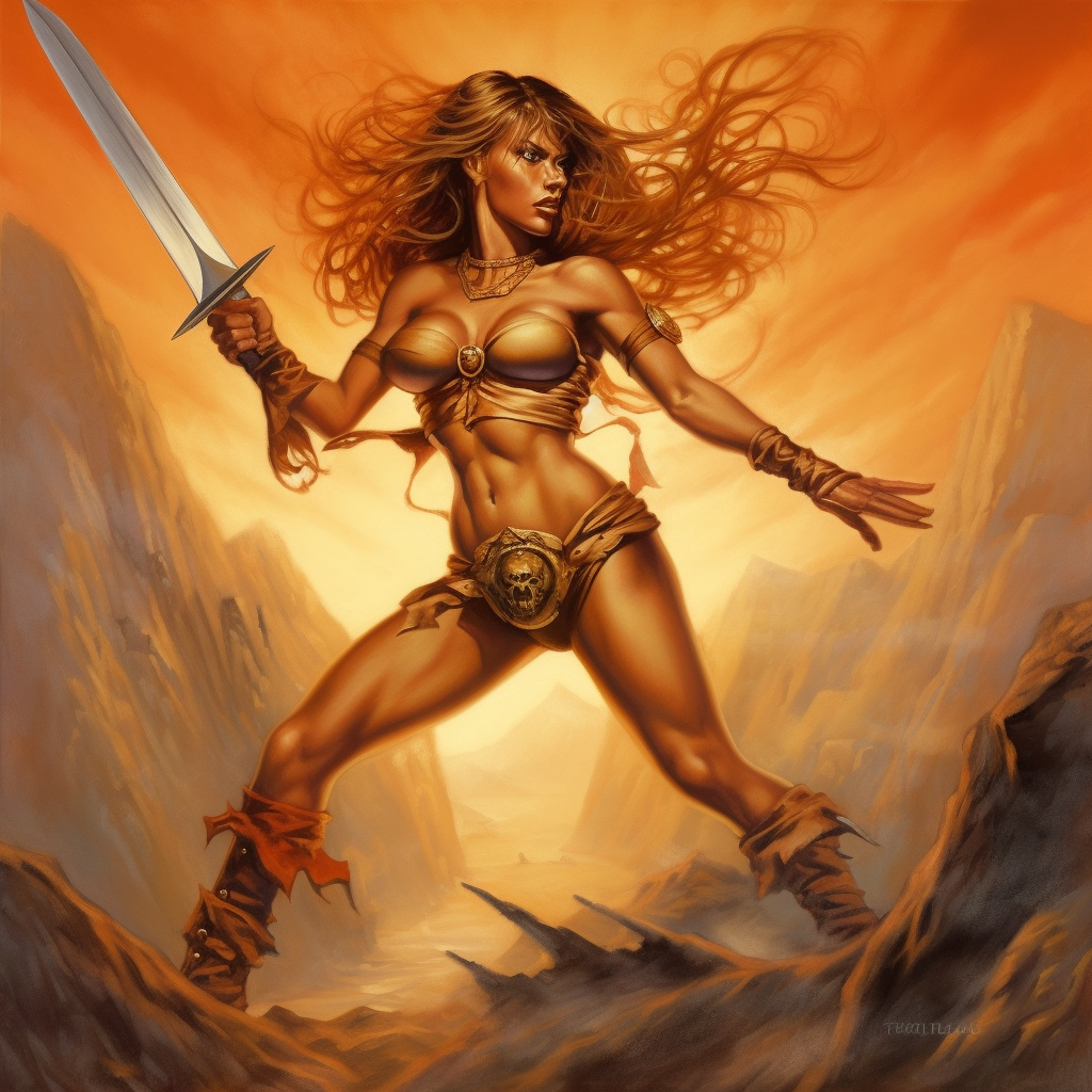 HarryB_in_the_style_of_Boris_Vallejo_a_female_warrior_in_fighti_78c349e3-f805-4134-aa1c-58ced382cfcd.png