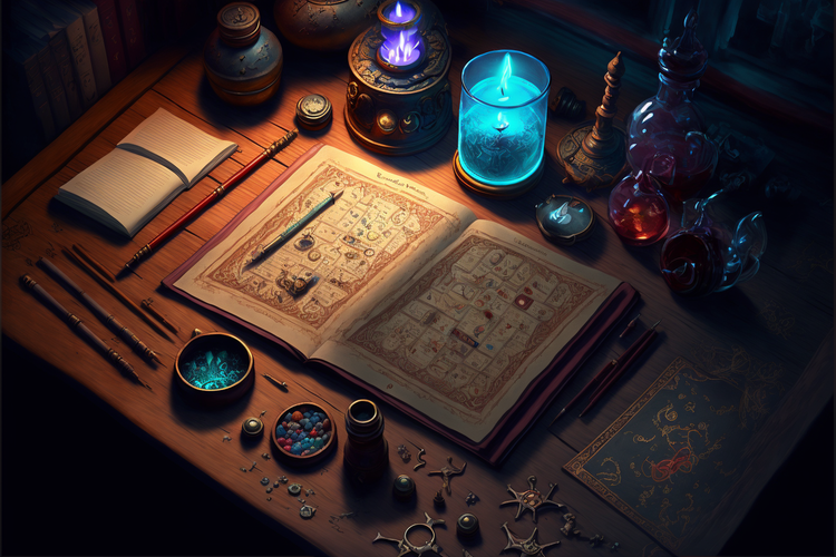 Octavius_Valesius_Desk_of_an_alchemist_with_several_scrolls_sho_992932c2-0514-43ee-9a83-4f0ec78976e6.png